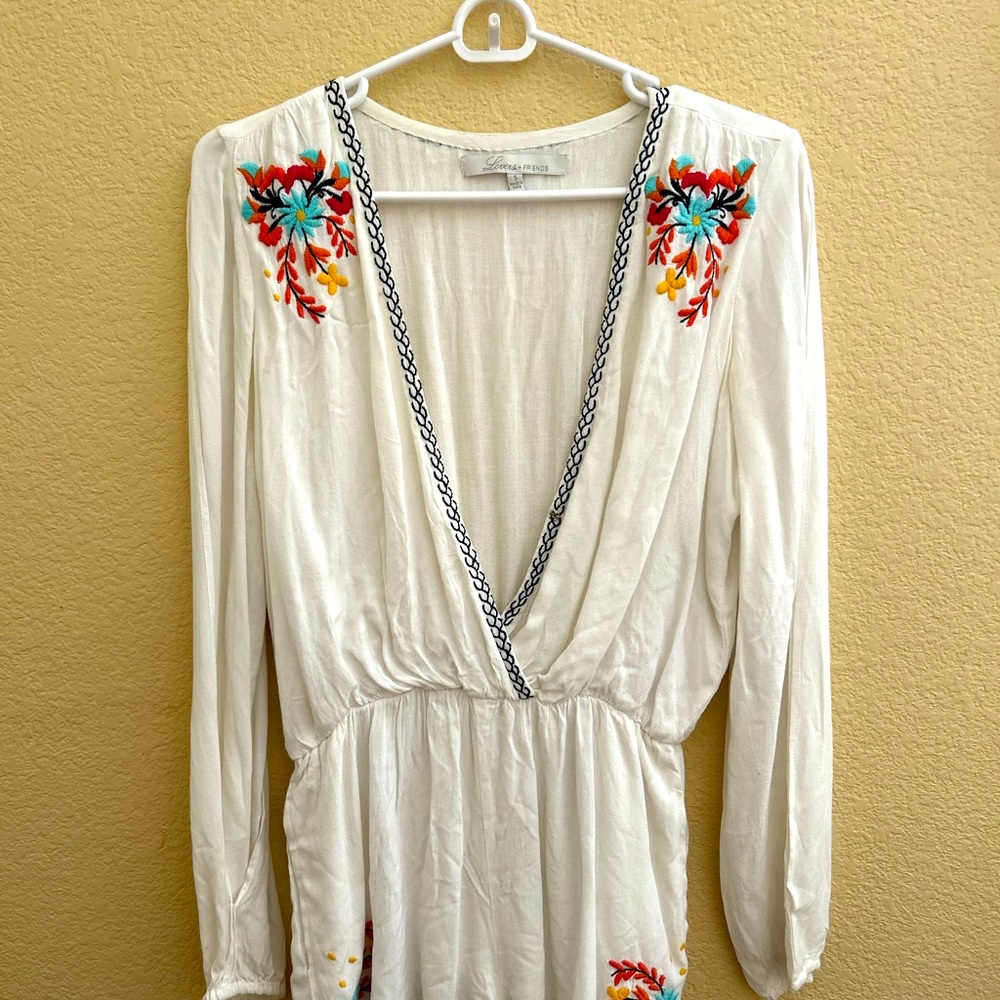 Lovers and Friends Adrianna Romper size small white long sleeve